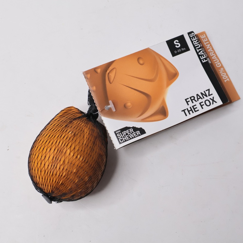 Bark Super Chewer Franz The Fox Natural Rubber Squeaker Dog Toy Small 0-20 lbs